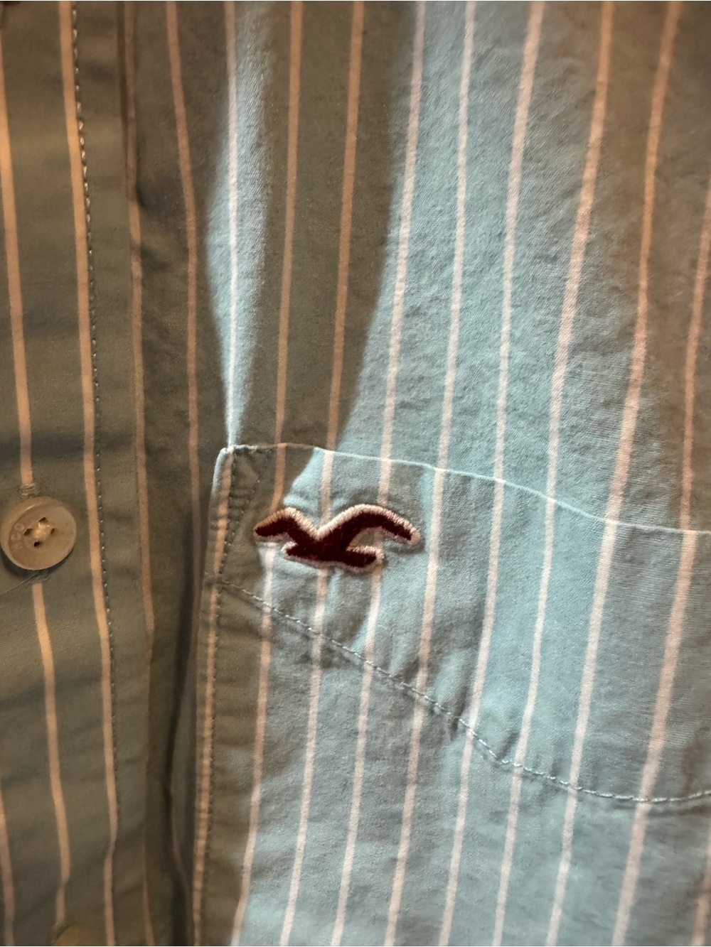 Hollister Sky Blue and White Striped Button-Down Shirt